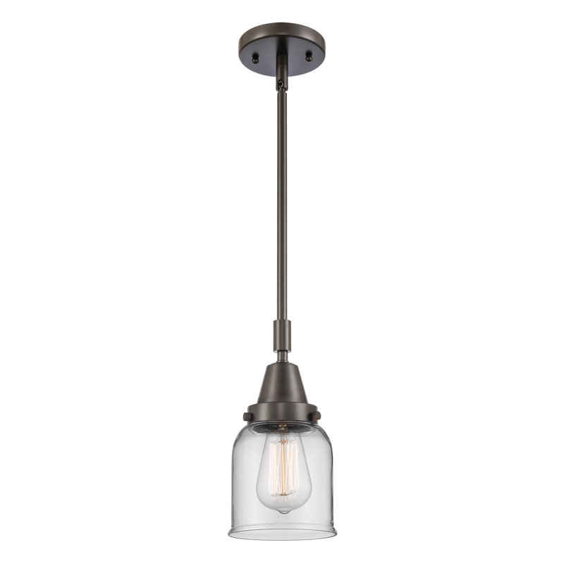 Luminaire suspendu 1 lumière à une cloche, H 44,12 po x l 5 po x P 5 po, Transparent, Bronze huilé