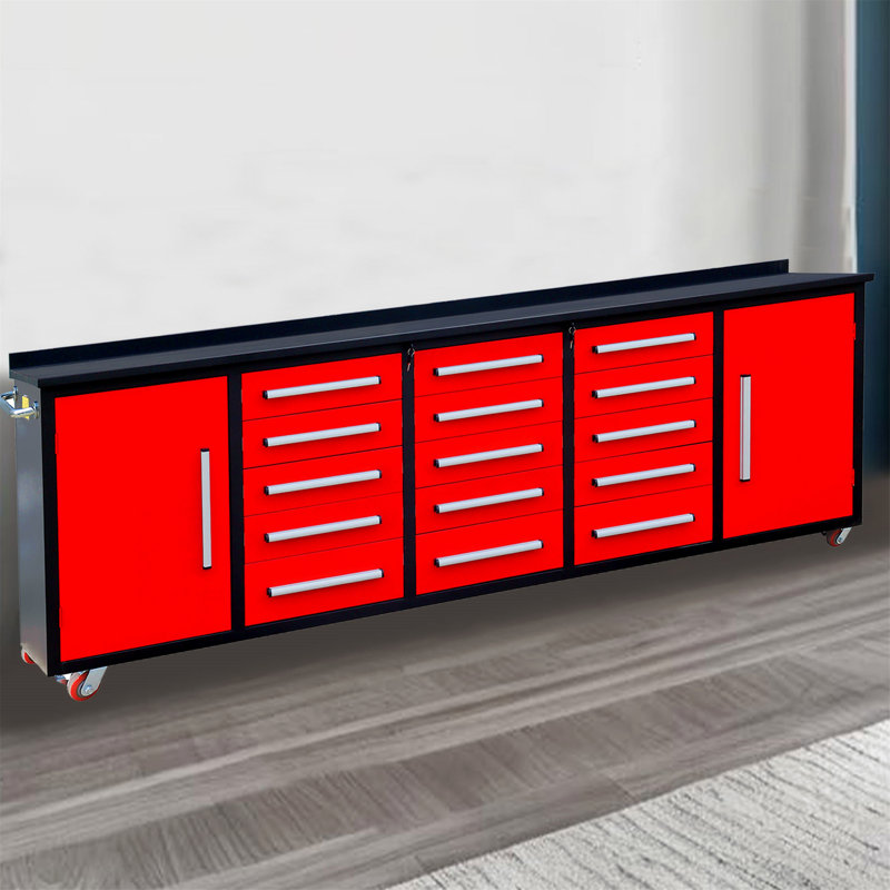 Armoire de rangement de 10 pi avec banc de travail, une solution polyvalente et robuste pour vos besoins de rangement et d'espace de travail