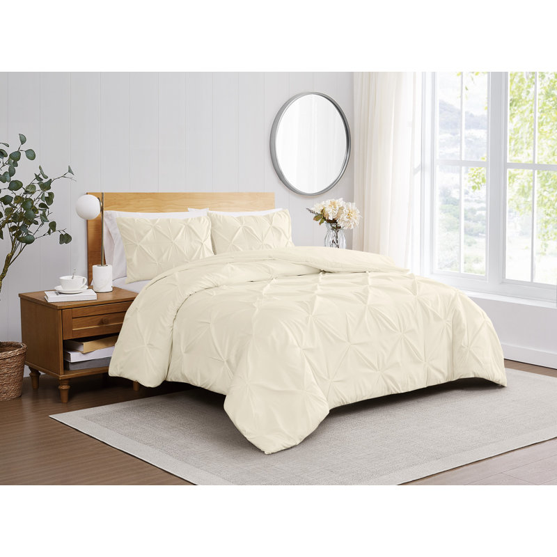 Ensemble de housse de couette en microfibre unie moderne et contemporaine de couleur unie, Vanille