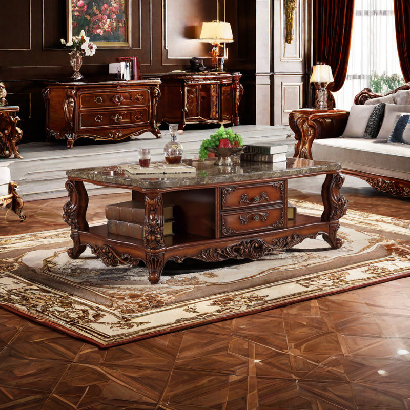 European-style marble storage end table Marble Top Coffee Table