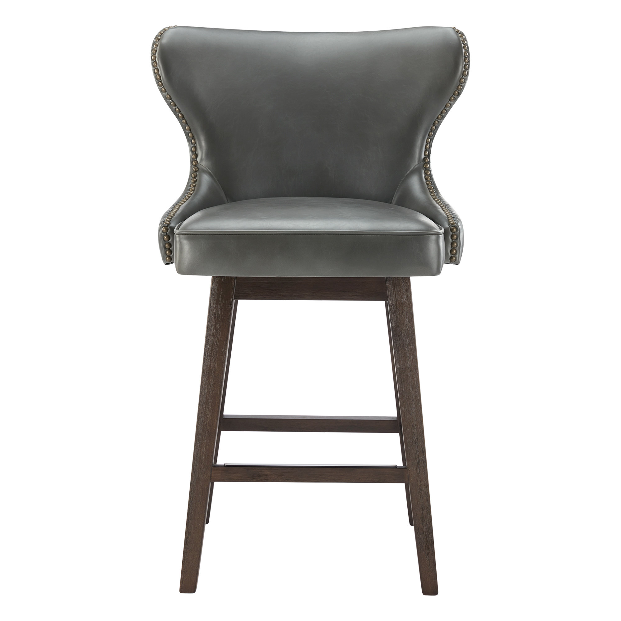 Carline Caraline Swivel Counter & Bar Stool, Counter Stool (26" Seat Height), Wax Elephant Faux Leather