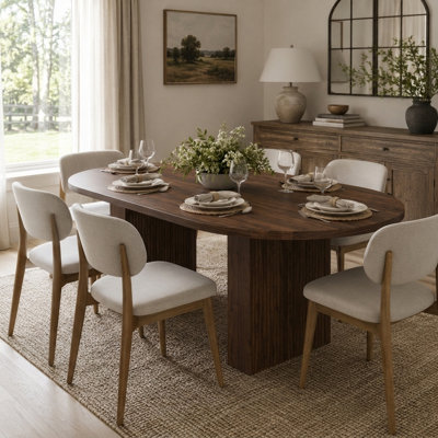 Table de salle à manger 62,9 po Farmhouse Oval pour 4-6 personnes
