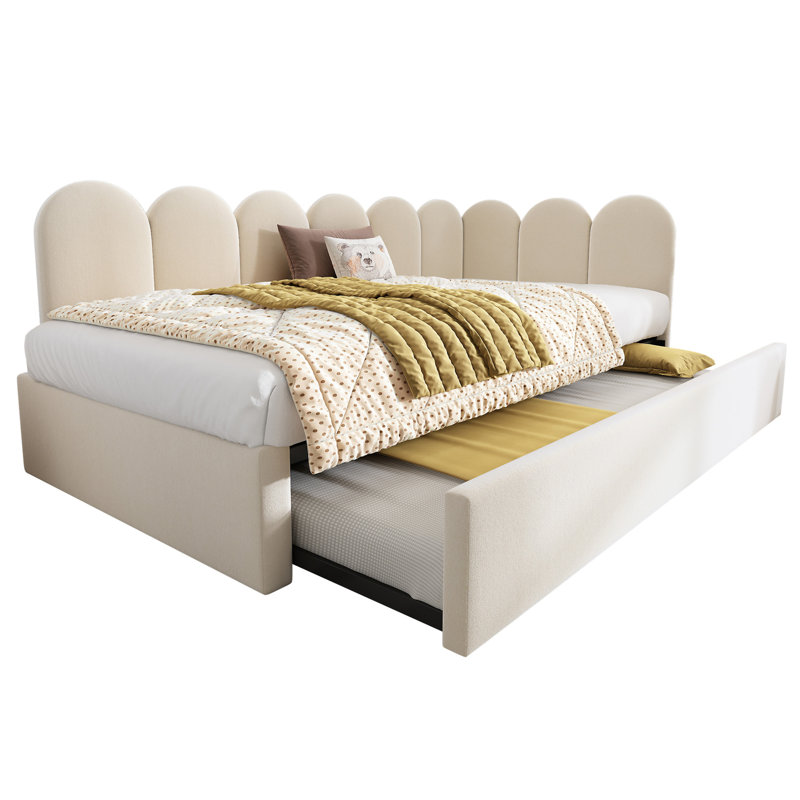 Lit de jour rembourré avec lit escamotable, Beige