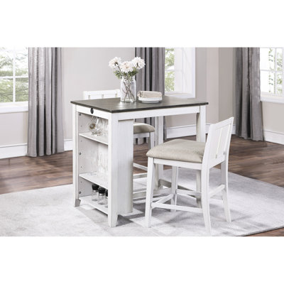 Table de salle à manger à hauteur de comptoir et chaises avec sièges de port en tissu 2 tons