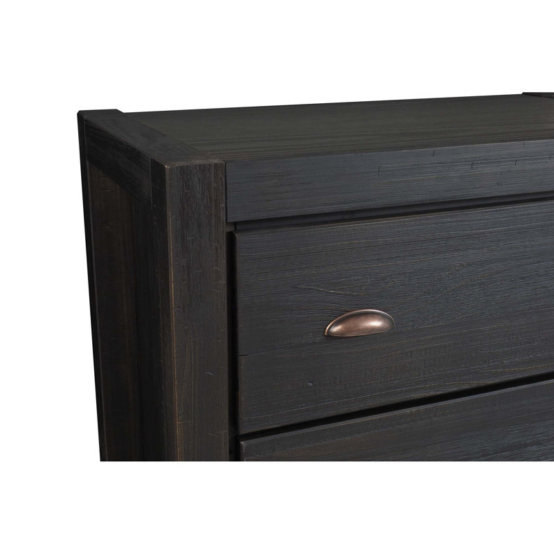 Montauk Solid Wood 32.5'' W 5-Drawer Chest, Farmhouse Black