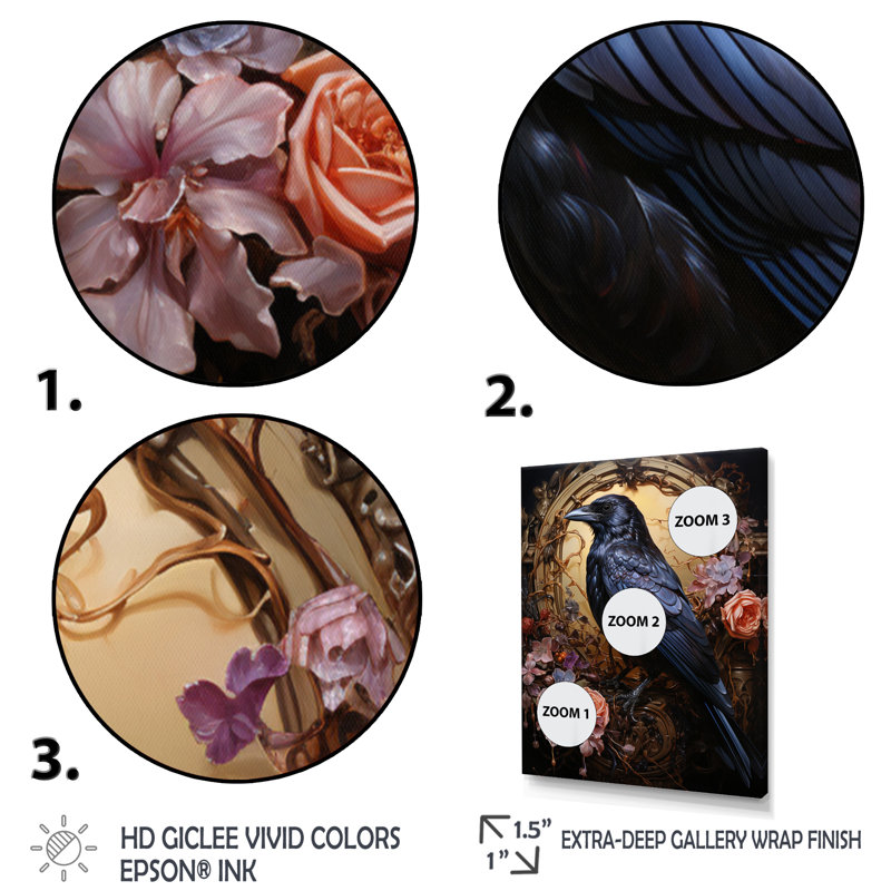 Caodhan Crow, opulent serment sur toile, H 20 po x l 12 po x P 1 po, Cadre flottant noir