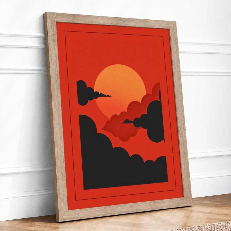 Aircraft Against the Sun Retro - Framed Print, A3 - 42.0 x 29.7 cm, Oak