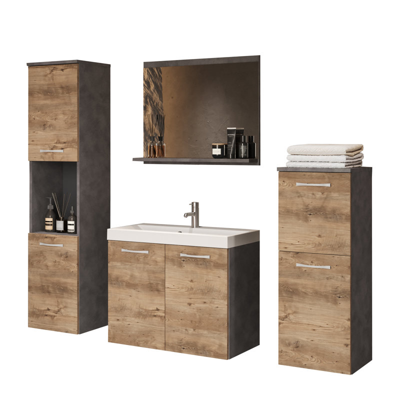 MALAGA Bathroom Furniture Suite, Brown