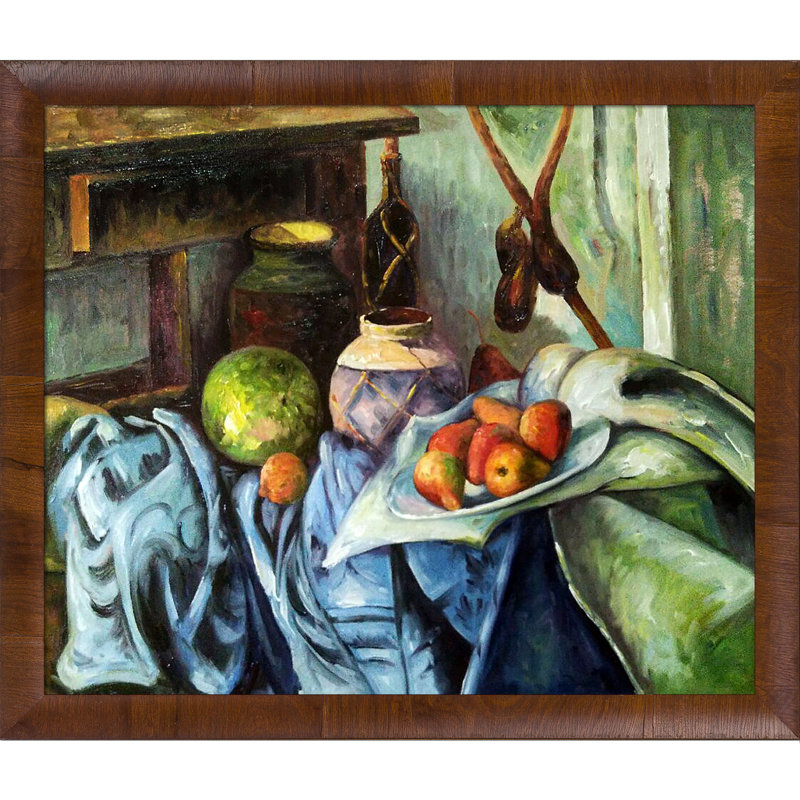 Peinture encadrée "" toujours vie avec le pot et les aubergines de gingembre "de paul cezanne, H 23 po x l 27 po x P 2 po