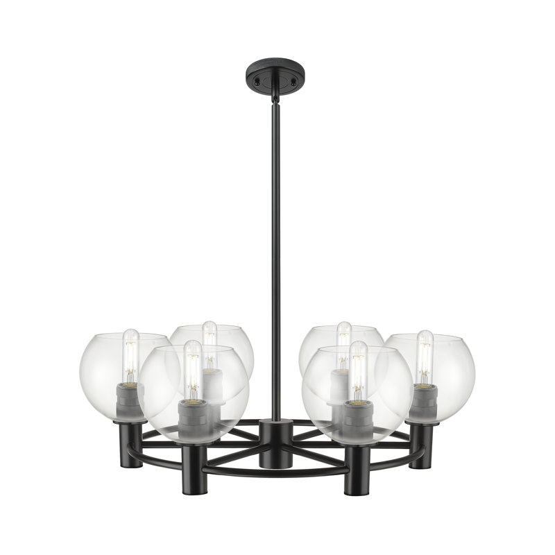 Lustre suspendu à 6 lumières Crown Point Crown, Clair, Noir mat