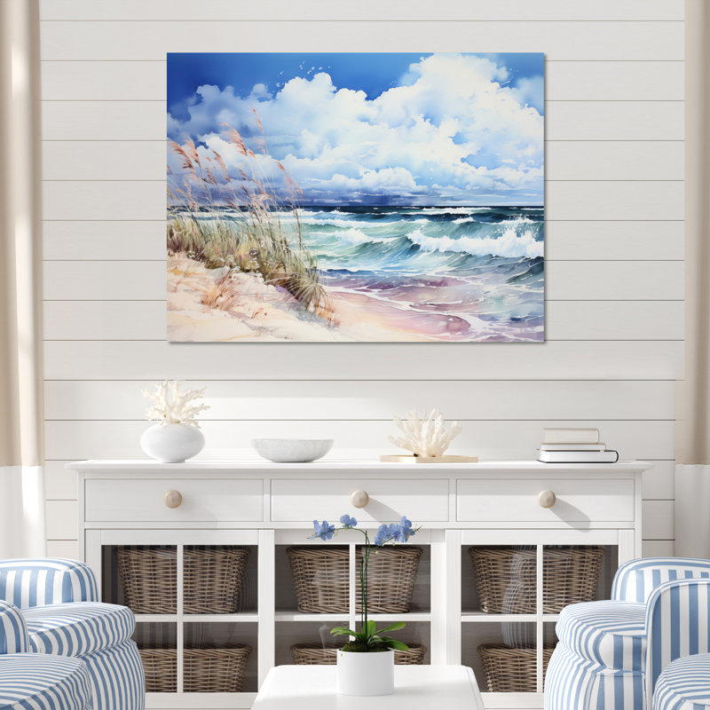 «Beach Grass Landscape I», reproduction, H 34 po x l 44 po x P 1,5 po, Toile tendue