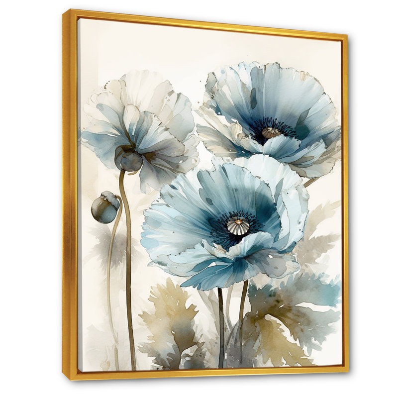 Radiance Remember Poppy I - Poppy Wall Decor, Cadre flottant doré, H 32 po x l 24 po x P 1 po
