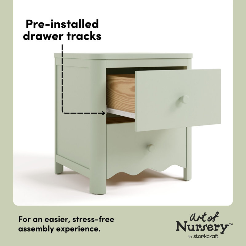Casablanca 2 Drawer Nightstand, Sage
