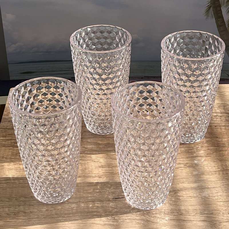 Verres en diamant taillés en acrylique, 19 oz liq., Clair