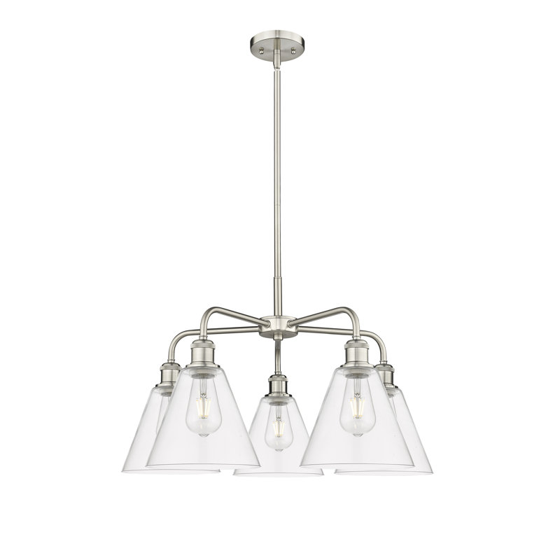 Lustre cône à 5 lumières Beva, Transparent, Nickel satiné