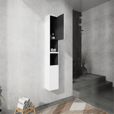 Bathroom Side Cabinet,2-Soft Close Doors,Float Mounting Design,12*2(KD-Packing)