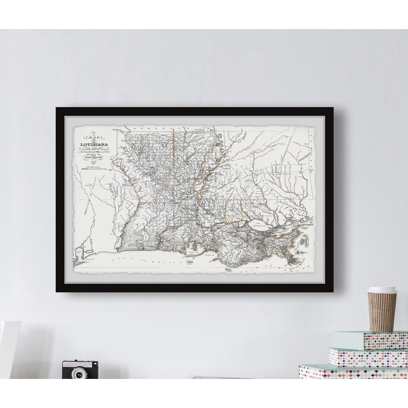Louisiana State Outline - cadre photo, H 24 po x l 36 po x 1,5 po