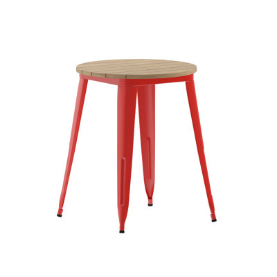 Graciana Round Commercial Indoor/Outdoor Poly Resin Restaurant Table with Steel Frame