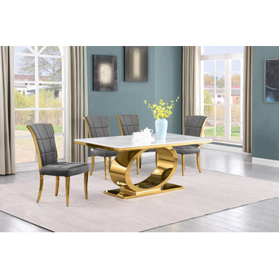 Bannister Marble Top Pedestal Base Dining Set