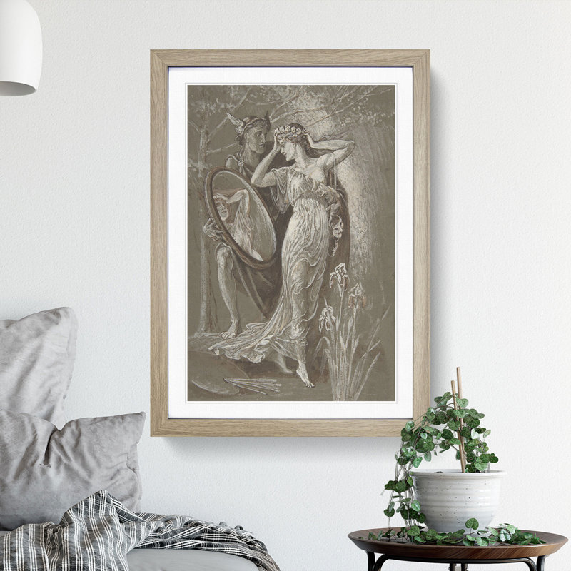 The Mirror of Venus by Walter Crane - Picture Frame Painting, 48cm H x 36cm W x 2cm D, Oak Framed