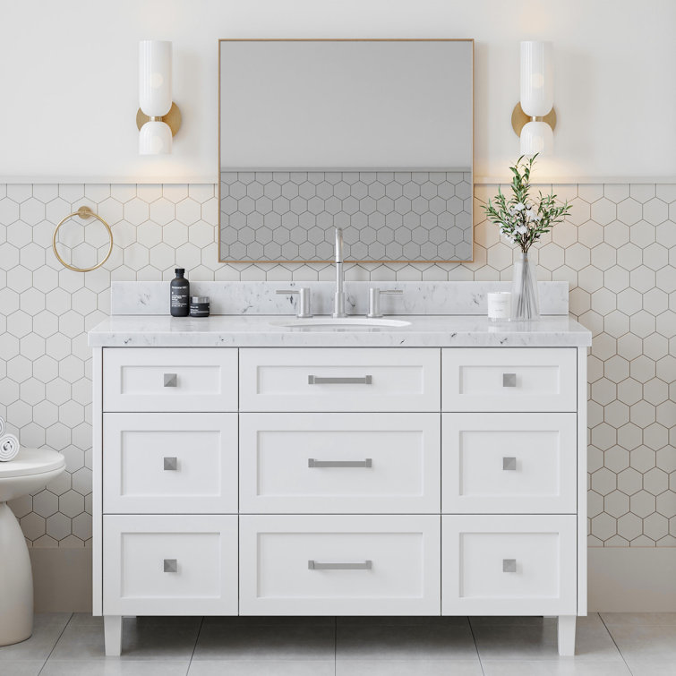 ARIEL Monrow 54 Single Sink Bathroom Vanity with Carrara Quartz Top
