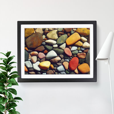 XH1022-9477X Unique River Pebbles 1 Piece Single Picture Frame Wall Art