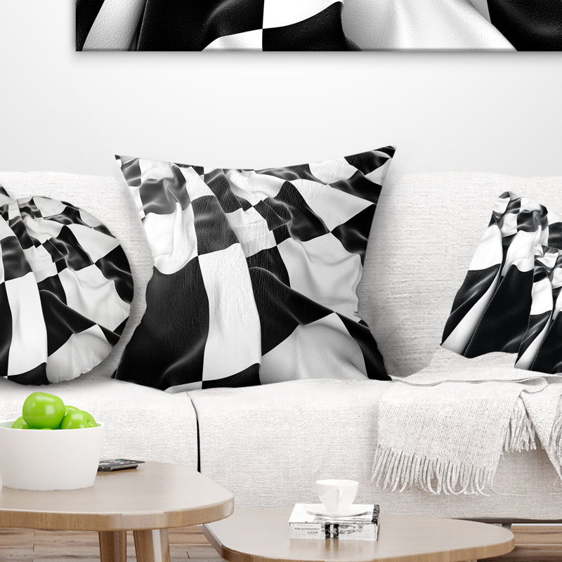 Abstract 3D Checkered Flag Throw Pillow, Throw Pillow, 16" x 16"