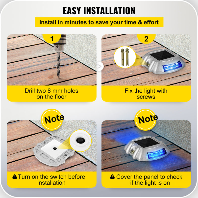 Blue LED Solar Powered Aluminum Pathway Lights, Pack of 16