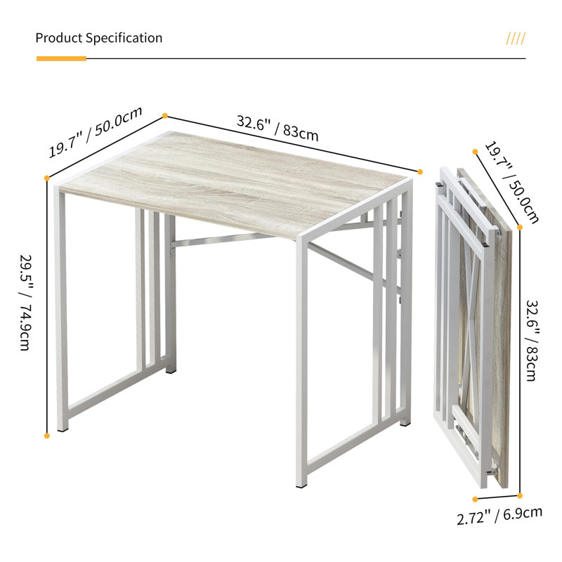 Metal Base Computer Desk, Beige/White