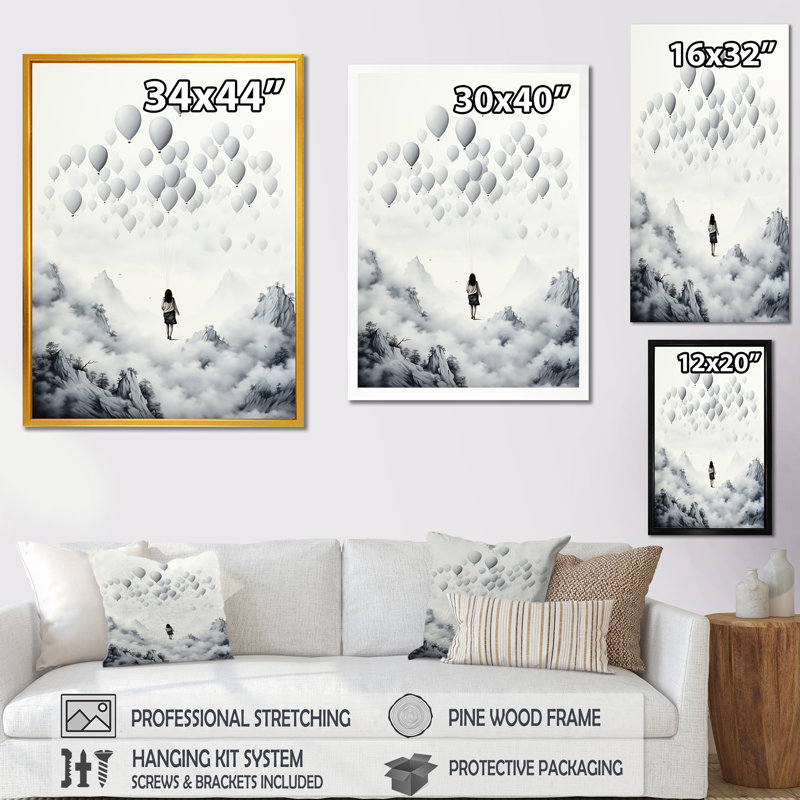 «Gray Sky Is The Limit Motivational Landscape III - Motivation», art mural, Cadre photo noir simple