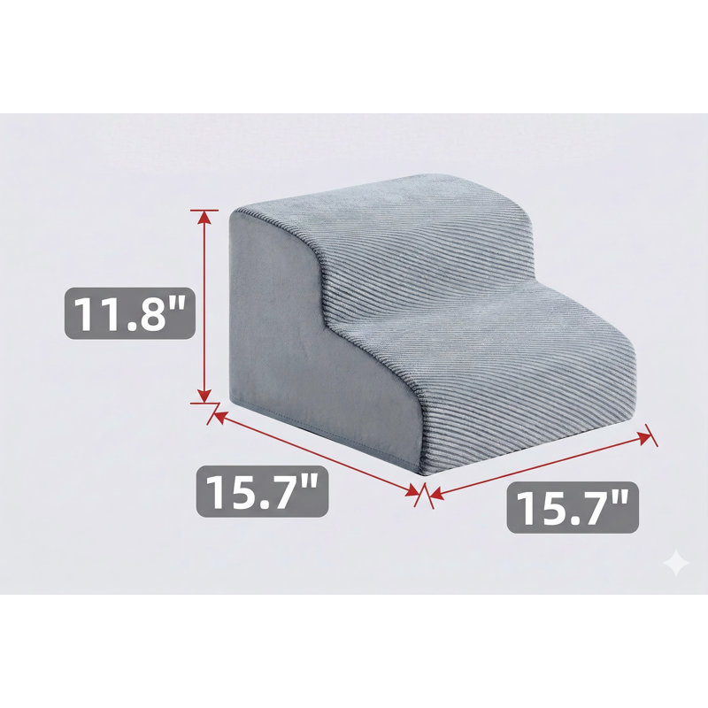 Two-Step Ramp for Small Dogs to Access Couches, Supportive Foam Construction with Non-Slip Base, Suitable for Cats and Small Dogs (Rising to 11.8 Inches)