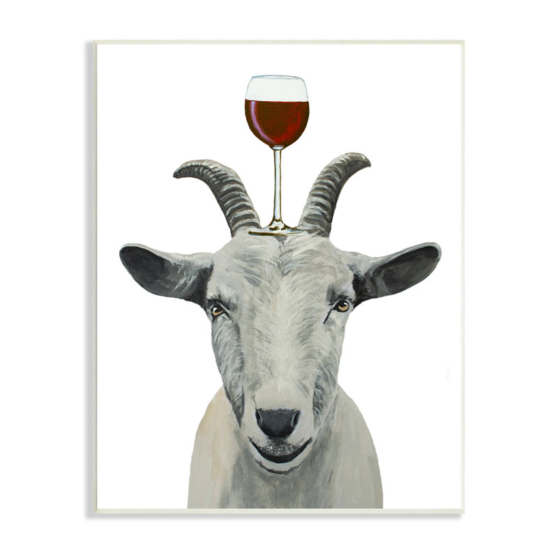 Portrait d'un verre de vin en chèvre monochrome par Coco de Paris - Peinture, H 15 po x l 10 po x P 0,5 po, Plaque murale