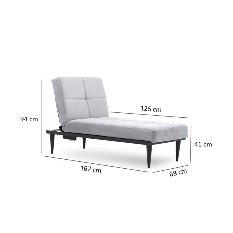 Lit de jour en acier 26,8 po x 74,8 po Ebonee, gris