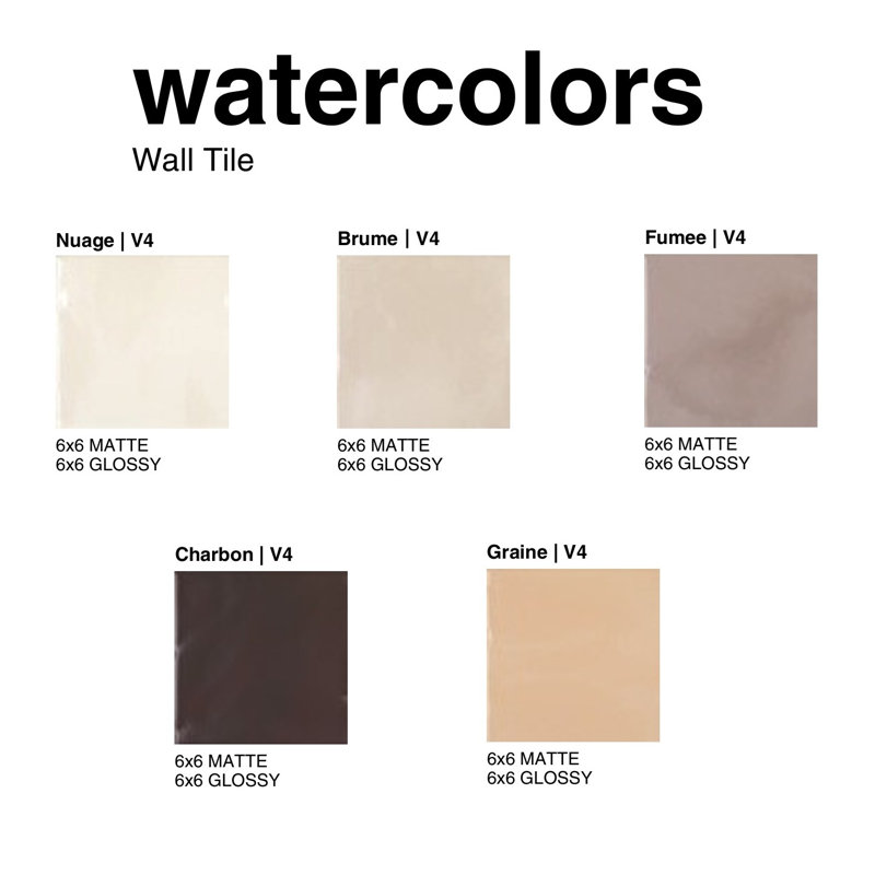 Watercolors Fumee 6 x 6 brillant, Brun