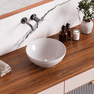 Lavabo de salle de bain vasque circulaire en céramique blanche