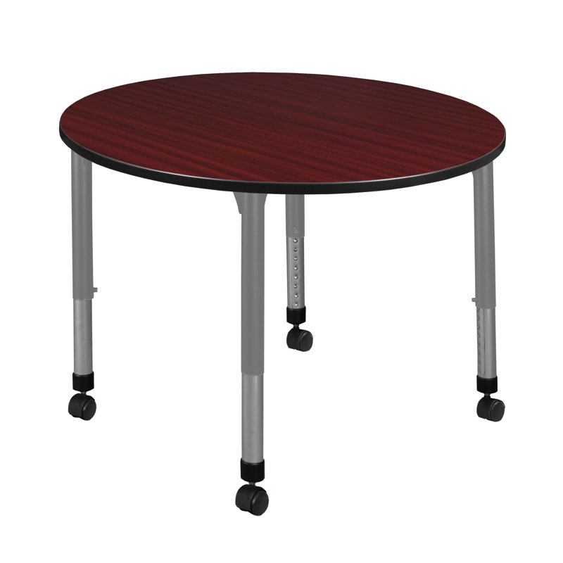 Table de salle de pause de 61 po Kee Mobile, Acajou, H 34 po x L 61 po x l 61 po