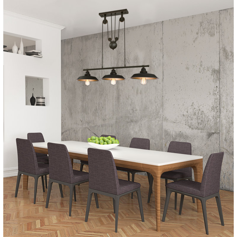 Luminaire suspendu en forme de dôme à 3 lumières pour îlot de cuisine, H 32 po x l 40 po x p 12 po, Bronze huilé, DEL