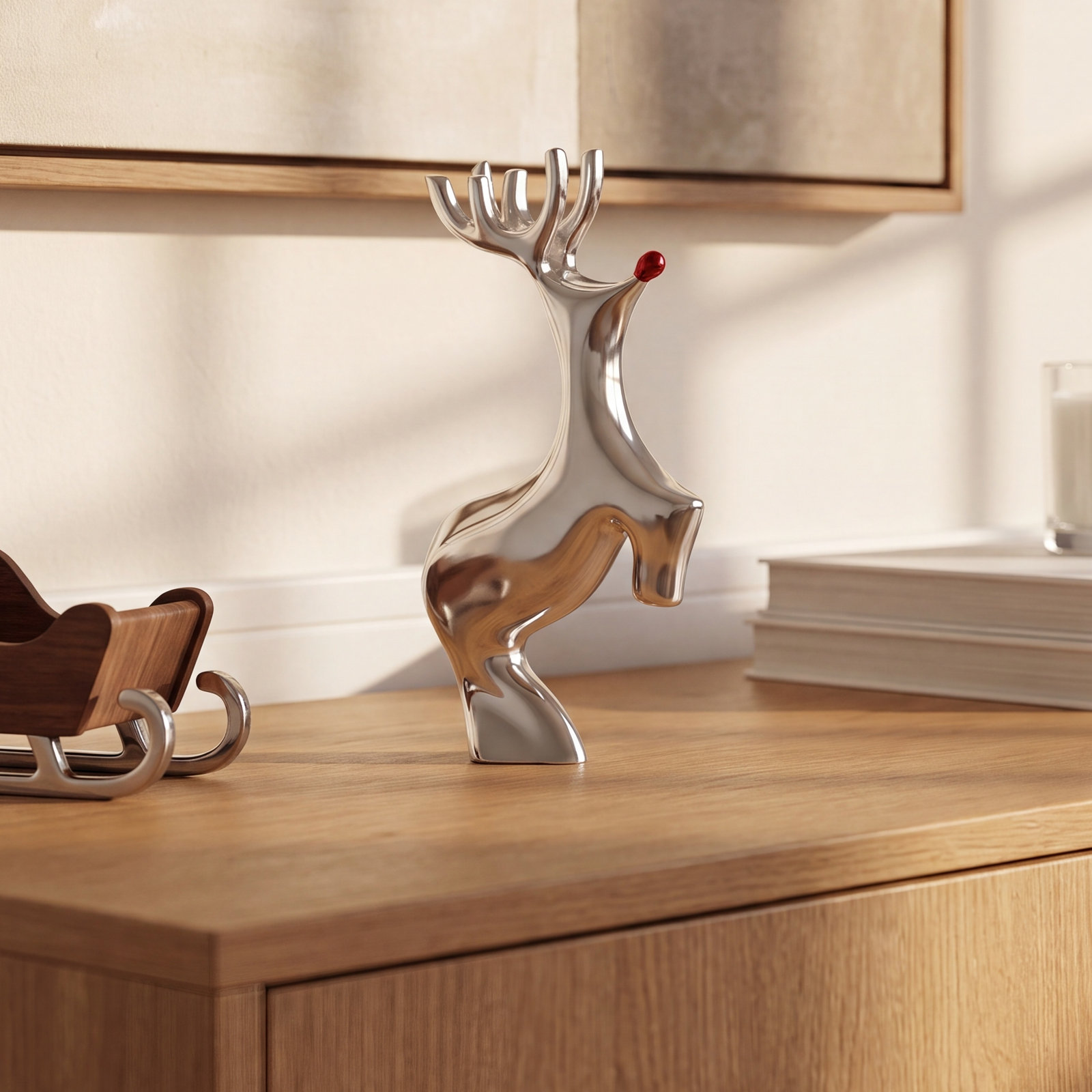 Nambé Holiday Gifts Mini Red-Nosed Reindeer Figurine