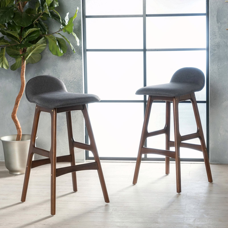Ensemble de 2 tabourets de bar Mid-Century, Brun, Gris foncé