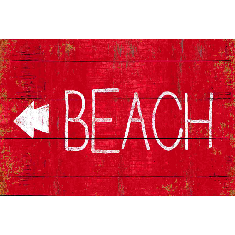 «Beach Sign», art textuel sur toile tendue, H 12 po x l 18 po