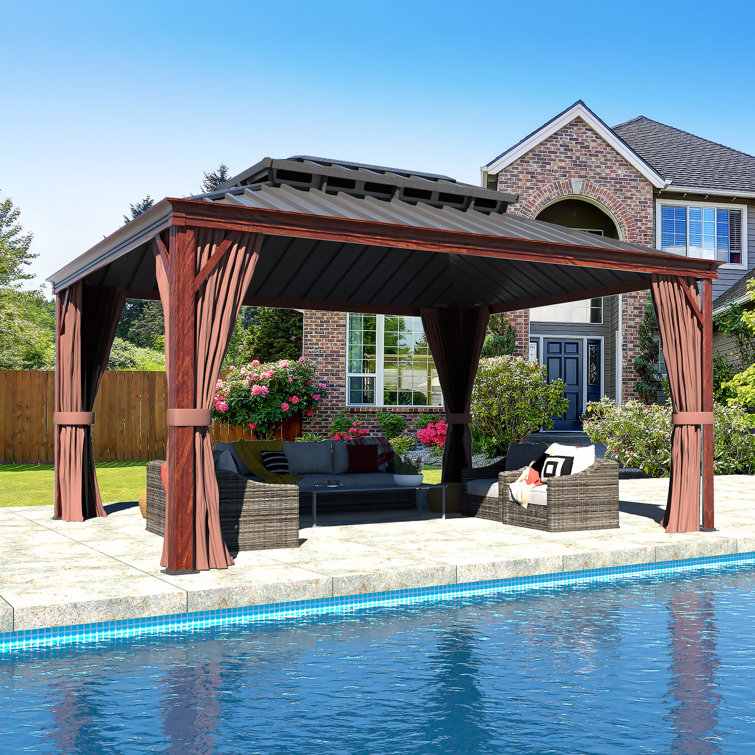 Veikous Hardtop Double-Roofed Aluminum Patio Gazebo Multiple Sizes