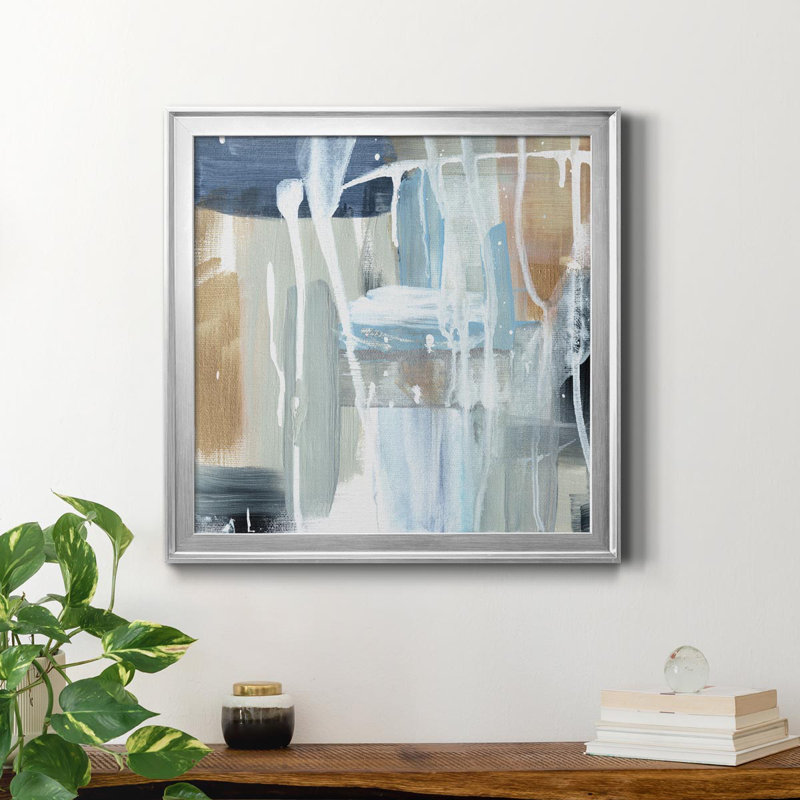 Weather II - Peinture sur toile encadrée, H 22,5 po x l 22,5 po x P 1,5 po, Argent