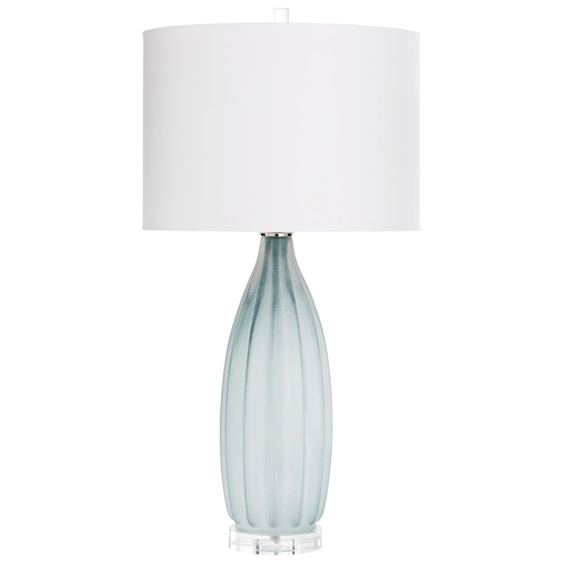 Blakemore Grey Glass Table Lamp with Off-White Cotton Shade