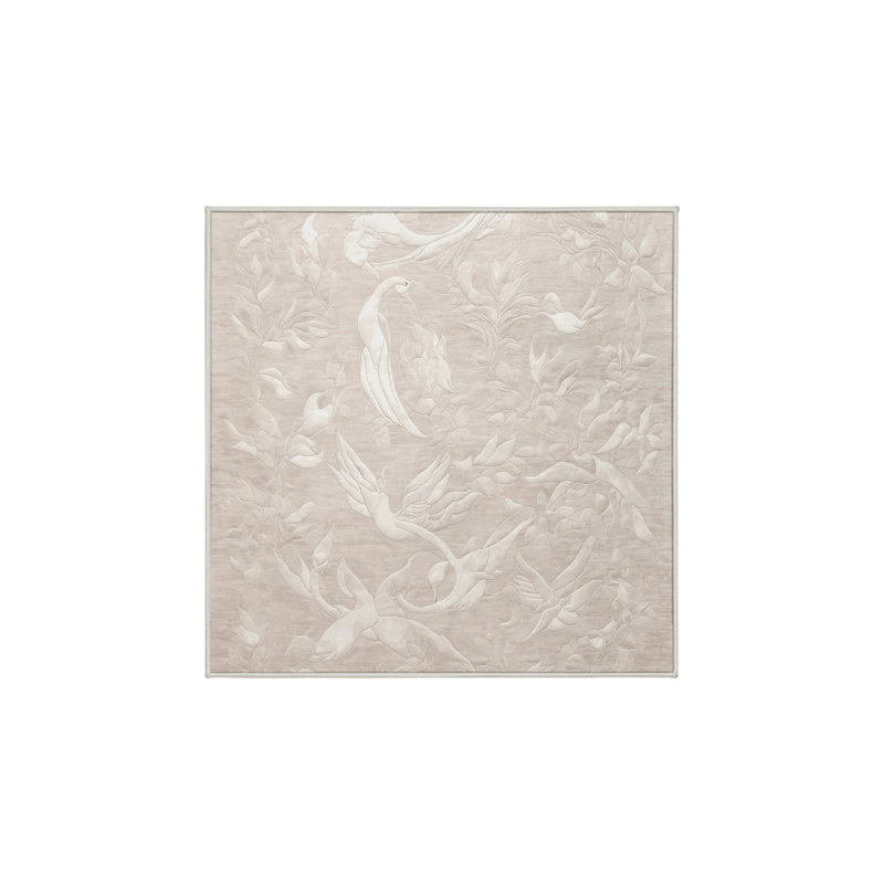 Tapis beige soyeux et moelleux, Carré 5 pi