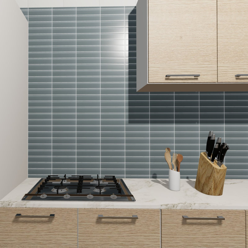 Charm School 2'' W x 8'' L Glass Subway Singular Tile, Gray