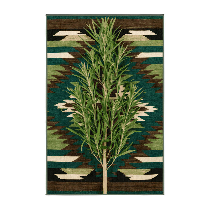  Tapis lavable Mormon Tea Plant Southwestern, Rectangle 7 pi x 9 pi