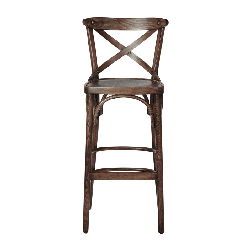 Afkar Counter Stool with Solid Wood Frame, Vintage