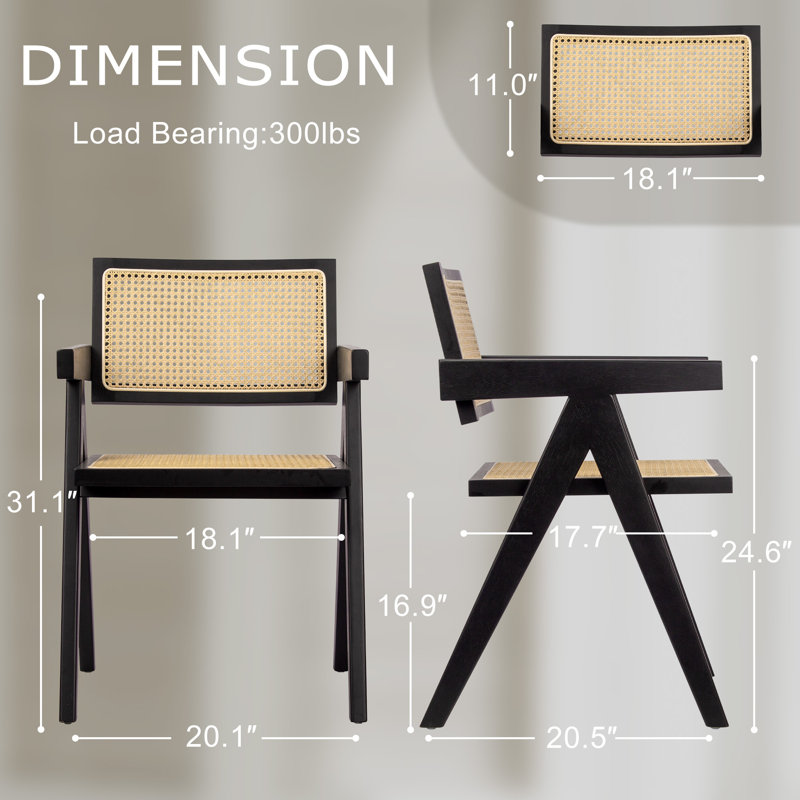 Beka 16.9'' H Walnut Solid Wood Armchair, Black
