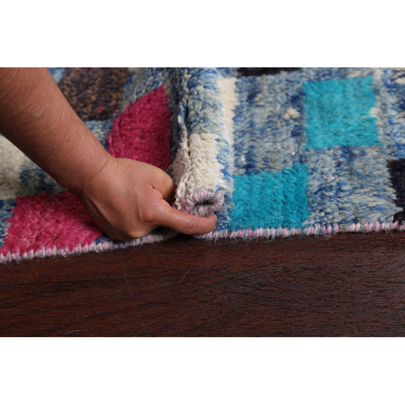Tapis marocain en laine à carreaux noué à la main 10 x 15