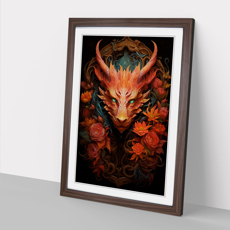 Dragon Baroque - Framed Print, Walnut, 34cm H x 25cm W x 2cm D